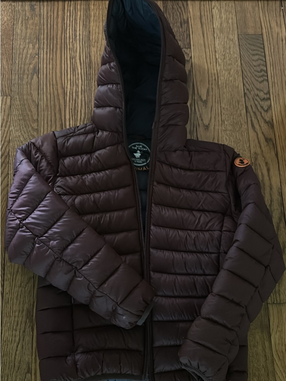 SAVE THE DUCK Kids Hooded Puffer Jacket - maroon